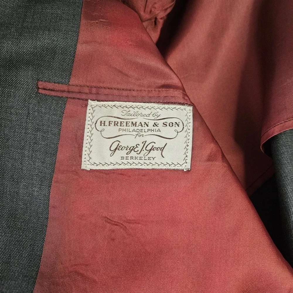 H Freeman & Son George J Good Berkeley Charcoal Gray Naturalaire‎ Suit Mens 39R